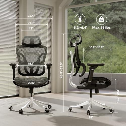 FLEXISPOT Ergoe-NEX Max Ergonomic Office Chair Black - Aluminum Alloy Frame & Base, 661 lb Capacity, 5D Armrests, 4D Adaptive Lumbar & 4D Headrest 1 view 3