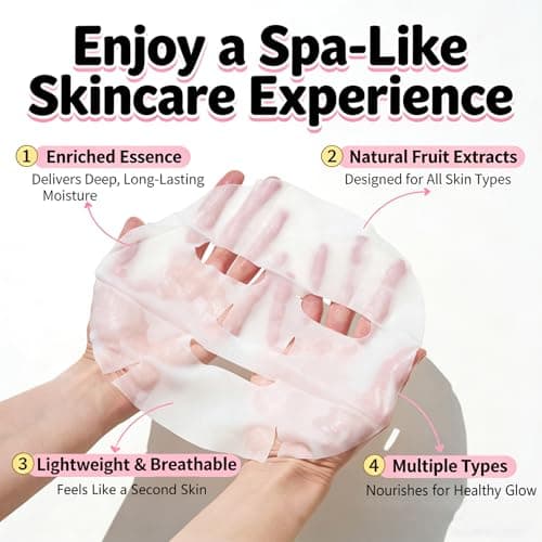 Meleell Collagen Face Masks Skincare Bulk,Hydrating Spa Face Mask Beauty for Sensitive Skin,Sheet Mask for Women Skin Care, Facial Mask Sets for Teen Girls (12 Masks Fruits) view 2