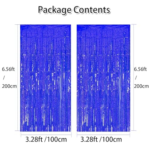 Blue Laser Tinsel Glitter Foil Fringe Curtain Birthday Party Streamers Backdrop Decorations Photo Booth Theme Bachelorette Graduation Decor view 3