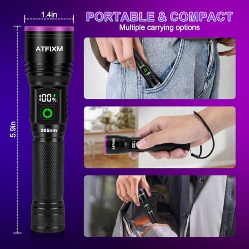 2Pack Black Light UV Flashlight Rechargeable view 6