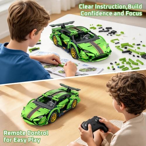 3-in-1 STEM Building Blocks Kit, RC Sports Car and Transform Robot for Kids view 5