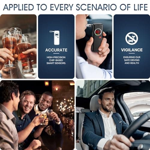 Breathalyzer, Breathalyzers for Alcohol with LCD Digital, Display Alcohol Breathalyzer Tester for Home Use, Portable Breathalyzer with 10 Mouthpieces and Carrying Case (Black) view 5