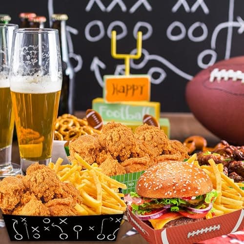 LyhongParty 48PCS Superbowl Party Decorations,5lb Large Serving Boats for Football Party Decorations, Football Paper Food Trays, Superbowl Party Supplies view 6