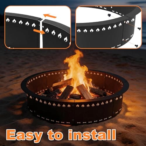 BigXwell Smokeless Fire Pit Ring Insert 36 Inch | Heavy Duty Steel Fire Ring for Outside Fire Pit with Anti-Rust Coating, DIY Above or In-Ground for Backyard Patio Camping view 6