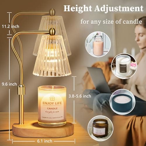 seenlast Candle Warmer Lamp with Timer Dimmer Adjustable Height for New Home Bedroom, Vintage Home Decor for Scented Jar view 2