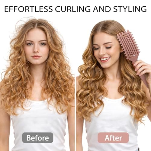 Quenxe Curl Defining Brush, Curly Hair Brush with Vented Design for Detangling and Shaping, Wet & Dry Use, Reduces Pulling for Women and Men (Pink Brown) view 2