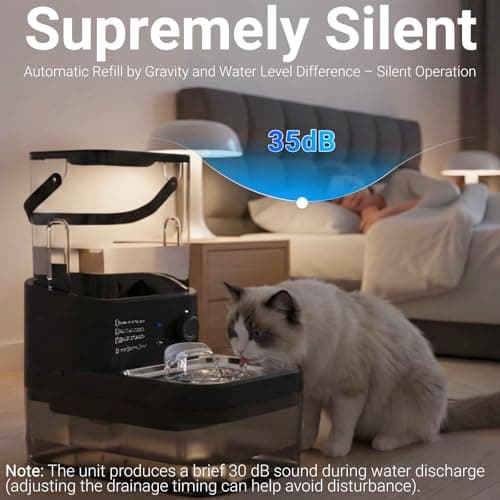 Filterless Cat Water Fountain 3L, Wireless Motion Sensor Cat Water Fountain with 4000mAh Battery, Stainless Steel Cat Bowls, Water Fountain Separate Tanks, Quiet – Black view 5