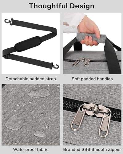 120L Foldable Large Travel Duffle Bag for Men and Women, Packable Duffel Bags with Shoe Compartment, Water Repellent & Tear Resistant (Gray) view 5