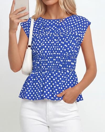 BTFBM Casual Short Sleeve Shirts Summer 2026 Going Out Tops for Women Trendy Polka Dots Work Blouses Tunics view 5