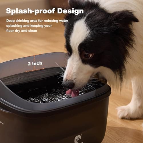 HOLAPAW Dog Water Fountain for Large Dogs, 2.1Gal/8L Dog Water Bowl Dispenser, No Spill Automatic Pet Water Fountain for Dogs Cats Multiple Pets with Ultra Quiet Pump, 3 Filter Replacement, Black view 6