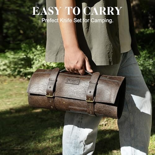 XCHIEF PRO Chef Knife Set, Meat Boning Carving Cleaver Butcher Knife, High Carbon Steel Japan Nakiri Santoku Knife Set with Accessories for Kitchen, BBQ Camping Knives Set with Bag view 7