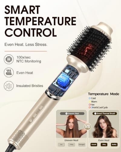 6-in-1 Hot Air Brush & Hair Dryer, 110,000 RPM High-Speed Ionic Blow Dryer | Ionic Auto Curlers, Detachable Tools, 90° Rotating Handle for Fast Drying, Curling, Straightening & Volumizing All Hair Types view 6