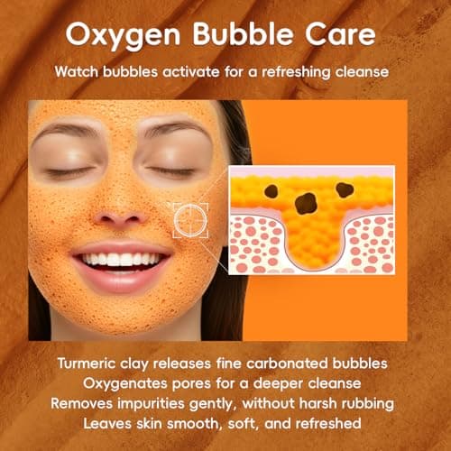 FIUMOT Turmeric Vitamin C Bubble Clay Mask, Hydrating and Deep Cleansing Pore Face Mask with PHA, Pore Cleansing and Oil Balancing Skincare 3.53oz view 5