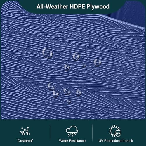 QuinnAndSunny Weather-Resistant Adirondack Chair, Navy Blue HDPE Outdoor Patio Chairs with Cup Holder, Fire Pit Chairs & Outdoor Seating view 5