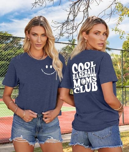 PICKID Baseball Mom Shirt Women Cool Baseball Moms Club T Shirt Graphic Baseball Mom Gift Tee Game Day Baseball Tops view 4