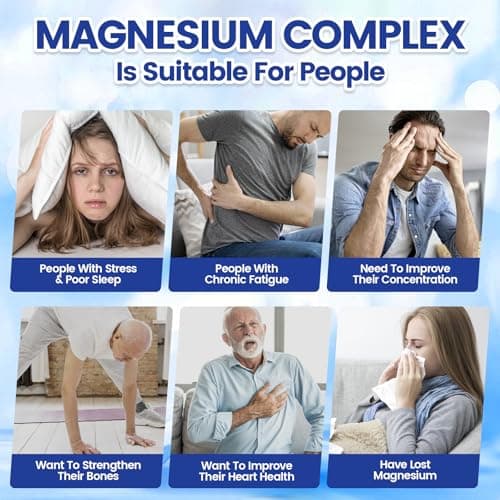 1000mg Magnesium Complex for Women & Men*, 8 Elemental with Magnesium Glycinate, Citrate, Malate, Taurate, Oxide, Carbonate, Aspartate, Orotate for Bones, Muscle, Recovery, Energy, Vegan, 90 Capsules view 4