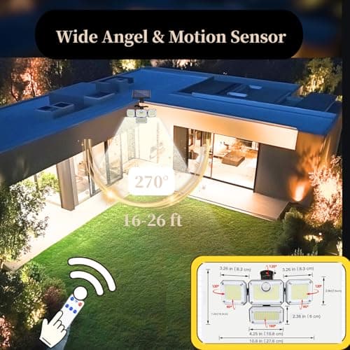 Virexalm Solar Lights Outdoor Motion Sensor,Stocking Stuffers Gifts for Adults Mom Men Teen,333 LED Solar Powered Security Flood Lights,IP65 Waterproof Wall Light for Garden Decor Patio Yard view 2