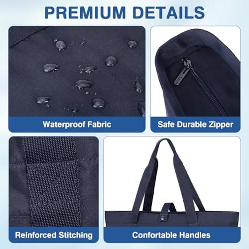 Voova Tote Bag for Women, Large Capacity Tote Bag with Zipper, Foldable Shoulder Bag Handbag for Work,Travel,Shopping,Beach view 6