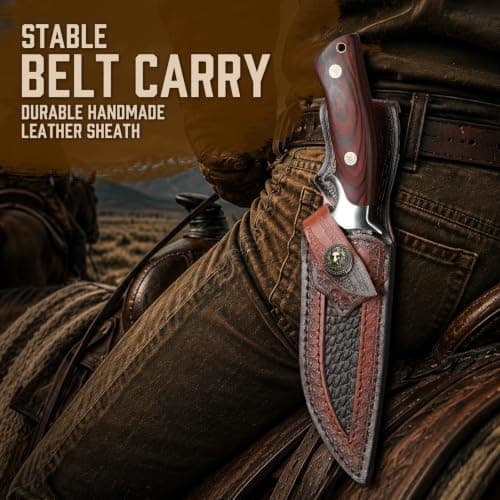 Purple Dragon Damascus Fixed Blade Knife with Sheath, Ideal Gift for Men | Hand-forged Full Tang Survival Knife with Rosewood Handle For Outdoor & Camping view 6