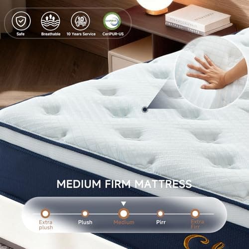Queen Mattress,12 Inch Queen Size Mattresses in a Box, Hybrid Pocket Spring Mattress with CertiPUR-US Certified Foam, Fiberglass Free, Cool Sleep Technology 80''L x 60''W view 2