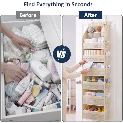 Over the Door Organizer, 6-Shelf Hanging Closet Storage with 13 Mesh Pockets view 3