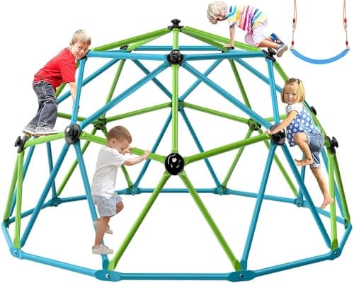 Easyego Climbing Dome, 10FT Jungle Gym with Swing for Kids 3 to 10 Outdoor Play Equipment, Supports 800lbs Toddler Play Set, Anti-Rust & Easy Assembly, Gift for Boys Girls