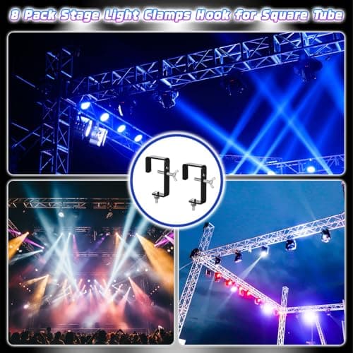 Zonon 4 Pack Stage Lighting Truss Clamp Hook for Square Tube Galvanized Iron Truss Clamps for LED Lights Spotlight, Moving Head Beam Square Tube Clamp, Heavy Duty 88 Lbs /40 kg (Black) view 6