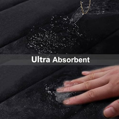 Buganda Memory Foam Bath Mat, 30" x 20", Ultra Soft and Non-Slip Bathroom Rugs, Water Absorbent and Machine Washable Bath Rug for Bathroom, Shower, and Tub, Black view 6