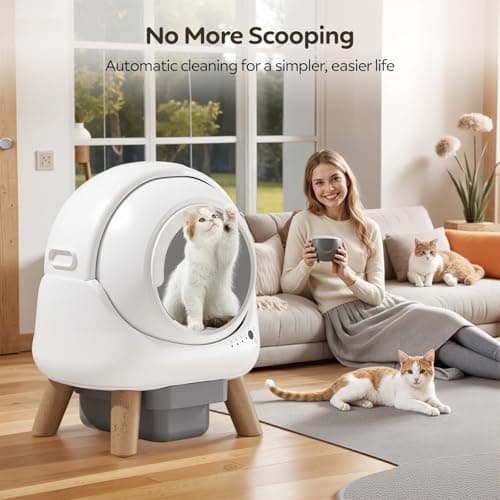 Beokeo Automatic Litter Box, Self Cleaning Litter Box for Multiple Cats with App Control, Dual Safety Protection, Odor-Free Waste Disposal, Includes Trash Bags, White view 4