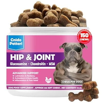 Glucosamine for Dogs Hip and Joint Support - Dog Joint Supplement with Chondroitin, MSM, Turmeric & Omega 3 - Relief for Joint Pain & Inflammation - Mobility & Flexibility - 150 Soft Chews, Chicken