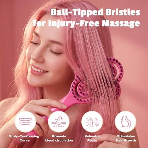 SIMETRA Lucky Hair Brush for Women, 14K Gold Plated Wet Brush Detangling Brush for All Hair Types, Natural Crystal Inlay Boar Bristle Hair brush, Curly Detangler HairBrush for Scalp Massage Gift view 5