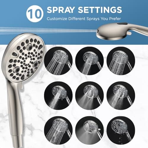 Dual Handheld Shower Head Combo, 2-in-1 Rain Shower Heads System 8 Inch Rainfall Shower Head and 10 Modes High Pressure Hand Held Showerhead with Built-in Power Wash view 6