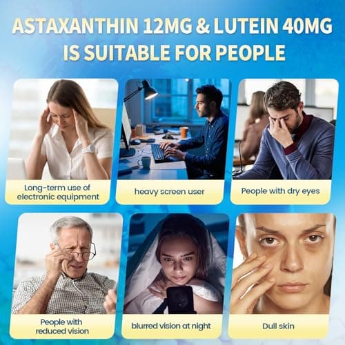 14-in-1 Astaxanthin 12mg & Lutein 40mg with Zeaxanthin Supplements, 6 Month Supply, Fresh Microalgae Source, Supports Eye, Skin, Antioxidant, Joint, Circulatory Health Non-GMO Gluten Free 180 Softgels view 5