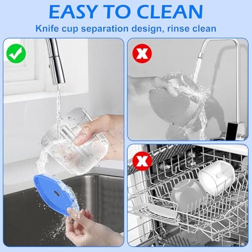 Electric Garlic Chopper, 350ML (1.4 Cup) Blue Mini Food Processor, Mini Chopper, Small Garlic Grinder Mincer for Onion, Ginger, Chili, Fruit, Meat view 5