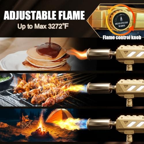 Flame Thrower Gun Propane Torch Long Reach Fire Starter for BBQ & Campfire | Iconic Golden Torch, Powerful Trigger Ignition 3272°F Adjustable Flame Gun Torch for Grill, Charcoal &Snow(Tank Not Included) view 4
