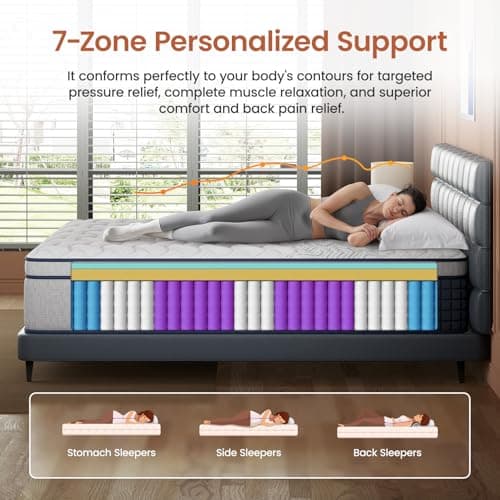 Extra Firm Queen Mattress - 12 inch Hybrid Mattress Pressure Relief & Back Pain Relieving - Memory Foam & Upgrade Pocket Springs Bed Mattress in a Box, CertiPUR-US, Fiberglass-Free, 365-Night Trial view 3