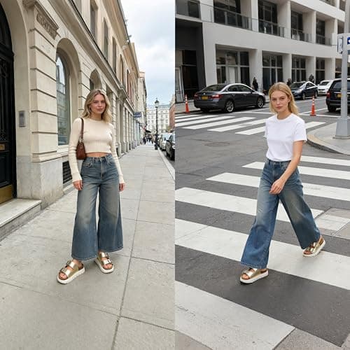 Hofeny Platform Sandals for Women – Genuine Leather Chunky Wedge Slides with Cork Footbed, Arch Support Comfortable Summer Sandals 2026 view 6