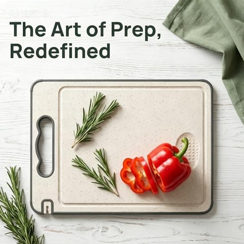 Tibo Titanium Cutting Board for Kitchen 1pc with Juice Groove – Double Sided Cutting Board for Meat, Veggies & Bread view 3