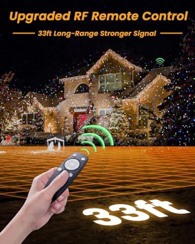 Enjoyedled Christmas Projector Lights Outdoor,RGB 7-Color Combos, Black | 33ft RF Remote, IP65 Waterproof, 0.5/3/5/8H Timer, 4-Speed Modes, Indoor Base & Outdoor Stake for Home Garden Holiday Decor view 4