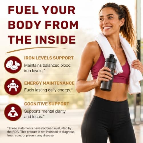 Iron 65mg 8-in-1 Multivitamin with B-Complex, B12 & Folate - 150 Softgels | Multivitamin with iron 65mg + B-Complex, Vitamin C, D3, E & Folate for blood & energy*. 2 daily, 75 day supply view 3