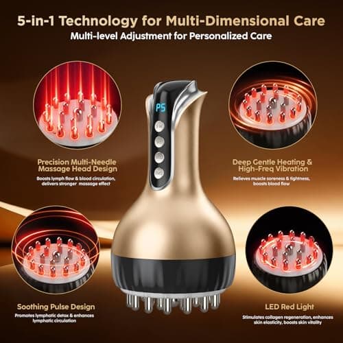 OVGIAP Lymphatic Drainage Massager & Anti-Cellulite Massage Tool (Gilded) | Body Sculpting Device for Legs, Arms & Stomach, Supports Smoother Skin, with Gentle Warming & Vibration view 3