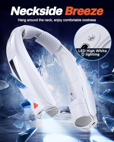 Laimiod Portable Neck Fan - with LED Book Light, 6-20 Hrs Long Battery, 6-Speed Adjustable, USB-C Rechargeable, Ultra Quiet, Hands-Free Personal Cooling for Men Women Outdoor Indoor view 2