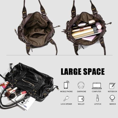 Geelyda Crossbody Bags for Women, Washed Soft Leather Large Tote Bag, Y2K Hobo Bag, Vintage Handbags Shoulder Bag view 6