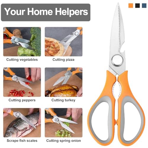 3-Pack Kitchen Shears Heavy Duty All Purpose Stainless Steel Scissors Dishwasher Safe Cooking for Meat, Chicken, Fish, Vegetable view 6