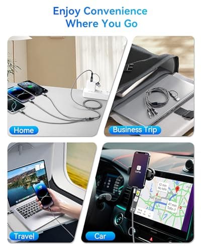 5 in 1 Multi Charging Cable,2Pack 4Ft Multiple Charger Cable USB A/C to Lightning/Type C/Micro USB Ports Multi Charger Cord Travel Universal Charging Cord for iPhone Series/Samsung/Tablets and More view 4