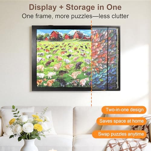 ALL4JIG Premium Wooden Puzzle Picture Frame with 4-Puzzle Storage Capacity for 1000 Piece Puzzles, Tool-Free Easy Assemble Display, Non-Glue Mounting Kit & Hanging Hardware Included (27" x 20") view 4