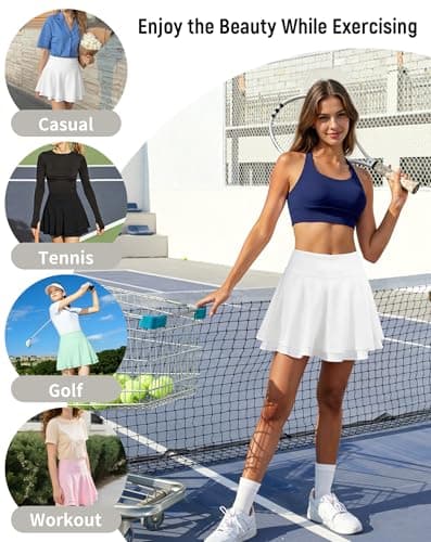 Women's Mini Tennis Skirts with Build-in Shorts Pockets, Y2K High Waisted Athletic Skorts for Golf Workout Casual view 6