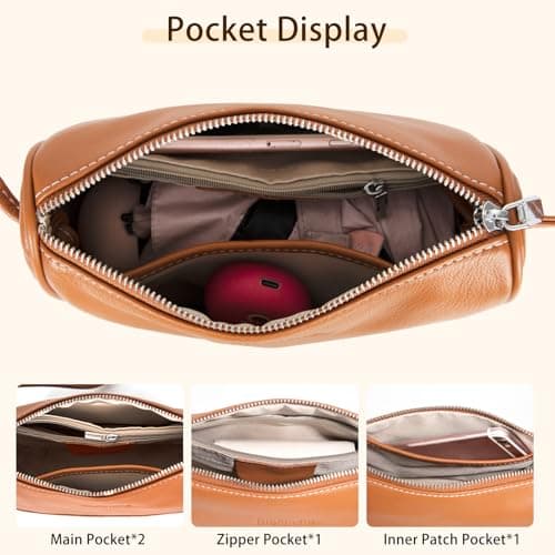 Genuine Leather Mini Crescent Bag for Women, Small Crossbody Hobo Purse for Evening Out & Shopping, Lightweight and Compact view 5