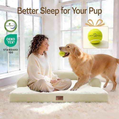Comfort Expression Washable Orthopedic Large Sized Dogs - Huge Large Dog Bed with Removable & Waterproof Cover Soft Pet Couch with Foam Support for Big Size Dogs with Bolster, 45x35 view 6