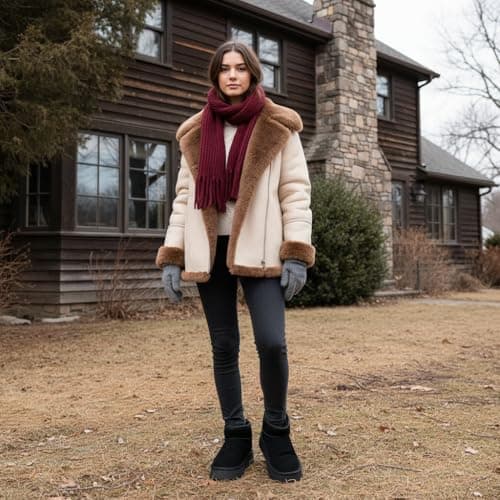 Swalker Snow Boots for Women Suede Faux Fur Lining Anti-Slip Warm Winter Booties Slip Comfort Ankle Boots Fuzzy Low Boots view 3